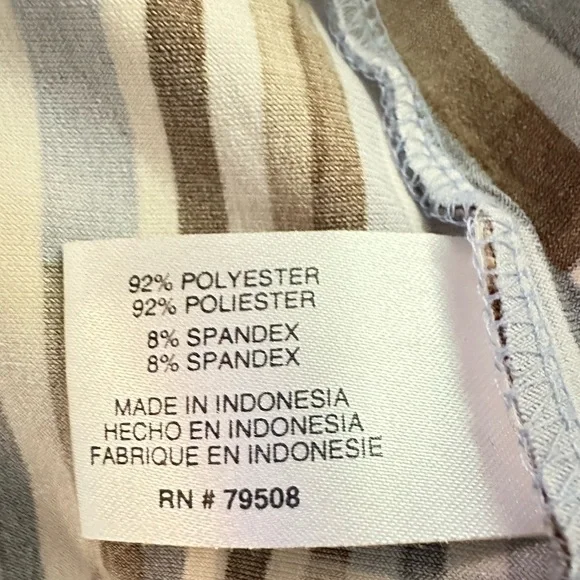 LADIES BLUE, BROWN & WHITE TOP WITH AN ATTACHED BELT - Picture 2 of 2